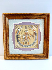 Native American Navajo Sand Painting VTG Fred Harvey Trading Signed Benally 7