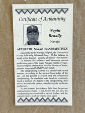 Native American Navajo Sand Painting VTG Fred Harvey Trading Signed Benally 7