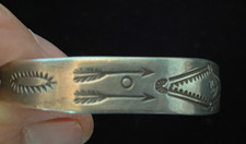 Old Fred Harvey Era  Sterling Bracelet-1930's Whirling Log Design - Additional view 1
