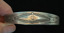 Old Fred Harvey Era Sterling Bracelet-1930's Whirling Log Design