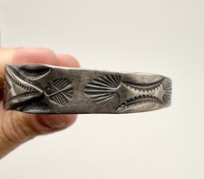 Early Fred Harvey Era Navajo Thunderbird Arrows Sterling Silver Cuff Bracelet - Additional view 10