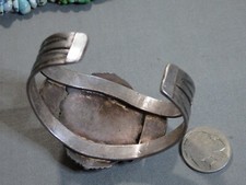 60g Fred Harvey Era NAVAJO Natural CERRILLOS TURQUOISE Coin Silver Cuff Bracelet - Additional view 10