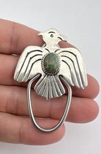 Vtg Fred Harvey Navajo Sterling Royston Turquoise Thunderbird Key Chain Ring
