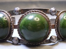Fred Harvey Era NAVAJO Green TURQUOISE Stamped Coin Silver 40g Cuff Bracelet - Additional view 4