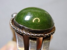 Fred Harvey Era NAVAJO Green TURQUOISE Stamped Coin Silver 40g Cuff Bracelet - Additional view 7