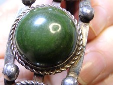 Fred Harvey Era NAVAJO Green TURQUOISE Stamped Coin Silver 40g Cuff Bracelet - Additional view 8