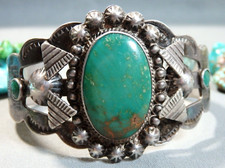 Fred Harvey Era NAVAJO Cerrillos TURQUOISE Sterling Silver 44g Cuff Bracelet - Additional view 2