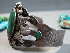 Fred Harvey Era NAVAJO Cerrillos TURQUOISE Sterling Silver 44g Cuff Bracelet - Additional view 5