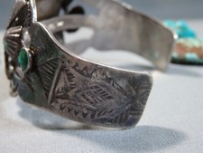 Fred Harvey Era NAVAJO Cerrillos TURQUOISE Sterling Silver 44g Cuff Bracelet - Additional view 6