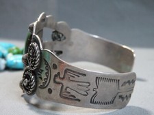 Fred Harvey Era NAVAJO Cerrillos TURQUOISE Sterling Silver 40g Cuff Bracelet - Additional view 4