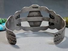 Fred Harvey Era NAVAJO Cerrillos TURQUOISE Sterling Silver 40g Cuff Bracelet - Additional view 5