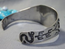 Fred Harvey Era NAVAJO Cerrillos TURQUOISE Hammered COIN Silver Bracelet - Additional view 7