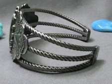 Fred Harvey Era NAVAJO Natural CERRILLOS TURQUOISE Coin Silver 36g Cuff Bracelet - Additional view 8