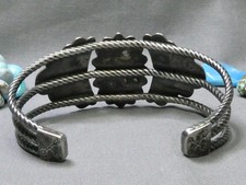 Fred Harvey Era NAVAJO Natural CERRILLOS TURQUOISE Coin Silver 36g Cuff Bracelet - Additional view 10