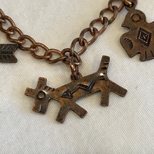 Vintage Fred Harvey Era Copper Native American Navajo Concho 5 Charm Bracelet B - Additional view 1