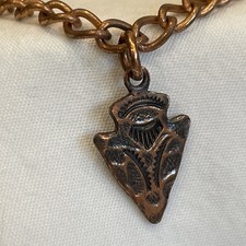 Vintage Fred Harvey Era Copper Native American Navajo Concho 5 Charm Bracelet B - Additional view 4