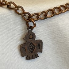 Vintage Fred Harvey Era Copper Native American Navajo Concho 5 Charm Bracelet B - Additional view 5