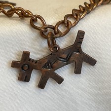 Vintage Fred Harvey Era Copper Native American Navajo Concho 5 Charm Bracelet B - Additional view 6