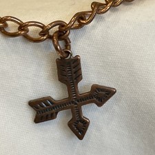 Vintage Fred Harvey Era Copper Native American Navajo Concho 5 Charm Bracelet B - Additional view 7