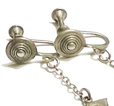 Fred Harvey Sterling Silver ThunderBird Turquoise Screw Back Earrings MUST SEE! - Additional view 3