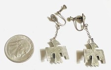 Fred Harvey Sterling Silver ThunderBird Turquoise Screw Back Earrings MUST SEE! - Additional view 4