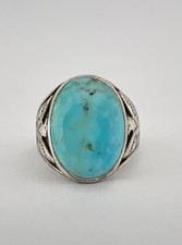 Vintage Fred Harvey Style Sterling Silver Turquoise Thunderbird Men's Ring 12g - Additional view 1