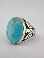 Vintage Fred Harvey Style Sterling Silver Turquoise Thunderbird Men's Ring 12g - Additional view 2