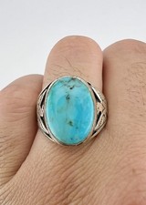 Vintage Fred Harvey Style Sterling Silver Turquoise Thunderbird Men's Ring 12g - Additional view 7