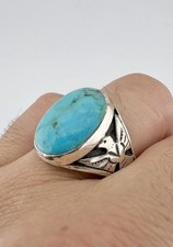 Vintage Fred Harvey Style Sterling Silver Turquoise Thunderbird Men's Ring 12g - Additional view 8