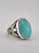 Vintage Fred Harvey Style Sterling Silver Turquoise Thunderbird Men's Ring 12g