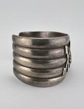 1930s Navajo Fred Harvey Silver Cerrillos Turquoise Stamped Arrow Cuff Bracelet - Additional view 3