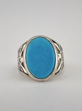 Vintage Fred Harvey Style Sterling Silver Turquoise Thunderbird Men's Ring 12.9g - Additional view 1