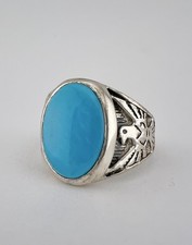 Vintage Fred Harvey Style Sterling Silver Turquoise Thunderbird Men's Ring 12.9g - Additional view 2