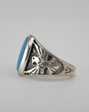 Vintage Fred Harvey Style Sterling Silver Turquoise Thunderbird Men's Ring 12.9g - Additional view 5