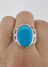 Vintage Fred Harvey Style Sterling Silver Turquoise Thunderbird Men's Ring 12.9g - Additional view 6