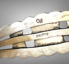 VTG Fred Harvey Sterling Silver Sgnd GW Glen Willie Malachite Cuff Bracelet 6.5” - Additional view 2