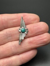 Fred Harvey Era Navajo Turquoise Thunderbird Sterling Silver 925 Brooch/Pin - Additional view 8
