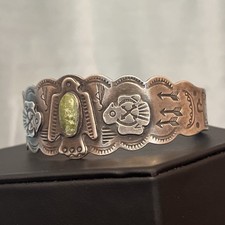 Early Native American Sterling Fred Harvey Turquoise Thunderbird Cuff Bracelet - Additional view 2