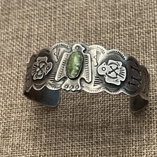 Early Native American Sterling Fred Harvey Turquoise Thunderbird Cuff Bracelet - Additional view 14