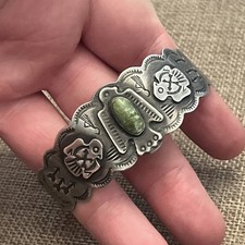 Early Native American Sterling Fred Harvey Turquoise Thunderbird Cuff Bracelet - Additional view 15