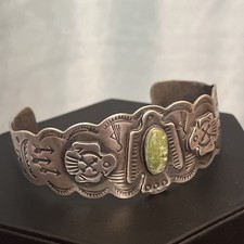 Early Native American Sterling Fred Harvey Turquoise Thunderbird Cuff Bracelet - Additional view 3