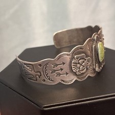 Early Native American Sterling Fred Harvey Turquoise Thunderbird Cuff Bracelet - Additional view 4