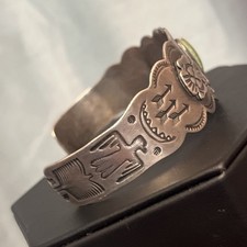 Early Native American Sterling Fred Harvey Turquoise Thunderbird Cuff Bracelet - Additional view 5
