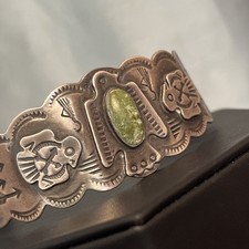 Early Native American Sterling Fred Harvey Turquoise Thunderbird Cuff Bracelet - Additional view 6
