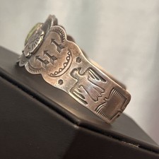 Early Native American Sterling Fred Harvey Turquoise Thunderbird Cuff Bracelet - Additional view 7