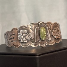 Early Native American Sterling Fred Harvey Turquoise Thunderbird Cuff Bracelet