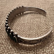 ZUNI Petit Point Native Fred Harvey Sterling & Turquoise Cuff Bracelet *READ* - Additional view 5