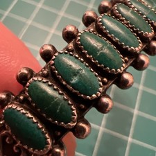 ZUNI Petit Point Native Fred Harvey Sterling & Turquoise Cuff Bracelet *READ* - Additional view 8