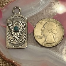 Native American Sterling Silver Fred Harvey Era Turquoise Arrowhead Dog Tag - Additional view 6