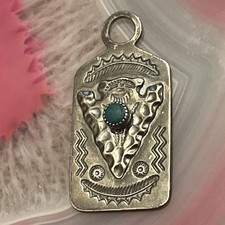 Native American Sterling Silver Fred Harvey Era Turquoise Arrowhead Dog Tag